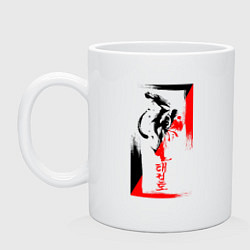 Кружка керамическая Боевые искуства black and red, цвет: белый