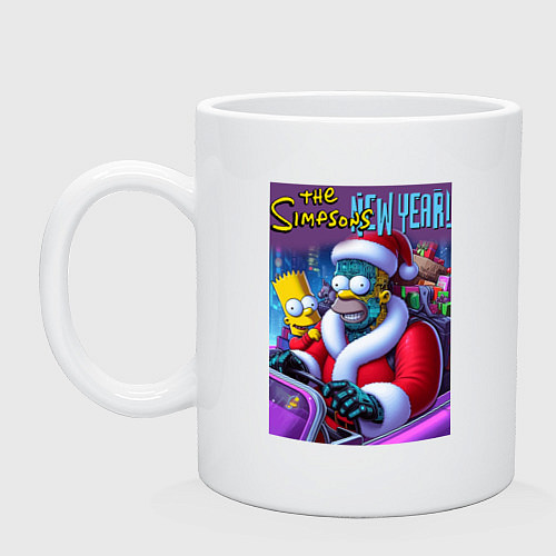 Кружка Santa Simpsons New Year - ai art / Белый – фото 1