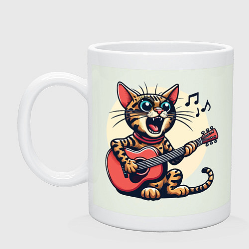Кружка Забавный полосатый кот играет на гитаре / Фосфор – фото 1
