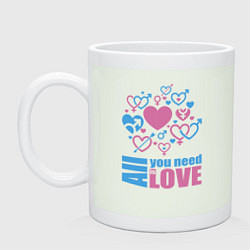 Кружка керамическая All you net is love, цвет: фосфор
