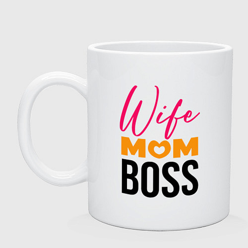 Кружка 3 color wife mom boss / Белый – фото 1