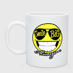 Кружка керамическая Smile big always, цвет: белый