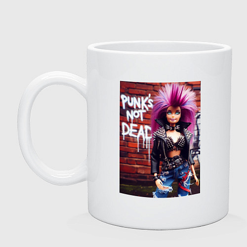 Кружка Punks not dead - cool Barbie ai art / Белый – фото 1