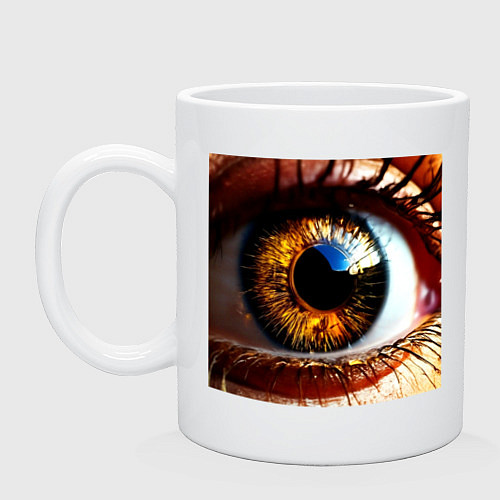 Кружка Золотой карий глаз в стиле стимпанк / Белый – фото 1