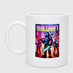Кружка керамическая Cyberpunk and Minecraft - ai art collaboration, цвет: белый