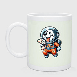 Кружка керамическая Dalmatian cosmonaut puppy with a bone, цвет: фосфор