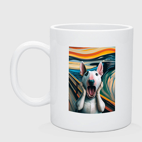 Кружка Булли в картине крик - нейросеть / Белый – фото 1