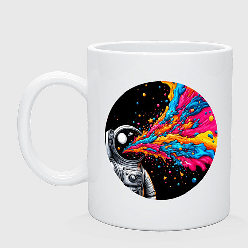 Кружка Космонавт с разноцветными брызгами / Белый – фото 1