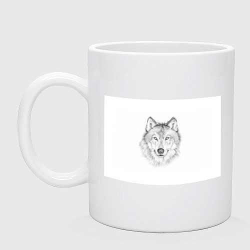 Кружка Нарисованный волк зубами щёлк / Белый – фото 1