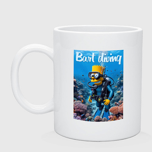 Кружка Барт дайвинг - нейросеть / Белый – фото 1
