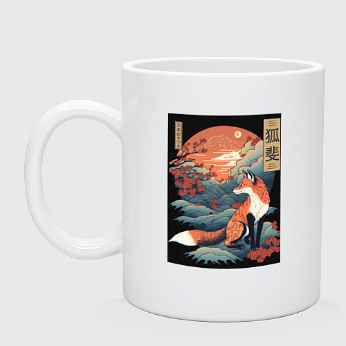 Кружка Лиса в японском стиле / Белый – фото 1