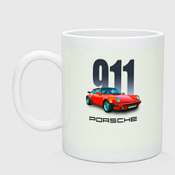 Кружка керамическая Porsche 911 спортивный немецкий автомобиль, цвет: фосфор