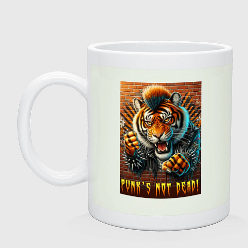 Кружка Punks not dead - motto tiger / Фосфор – фото 1