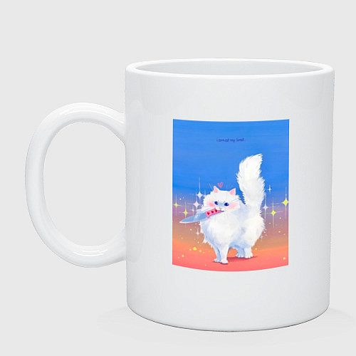 Кружка Кошечка с ножом на пределе / Белый – фото 1