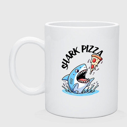 Кружка Shark pizza - ai art fantasy / Белый – фото 1