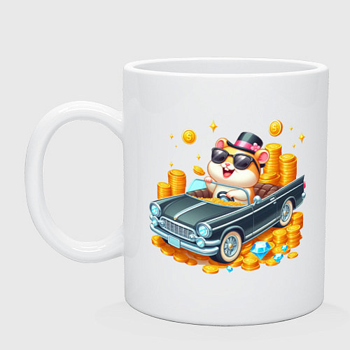 Кружка Хомяк миллионер на автомобиле / Белый – фото 1
