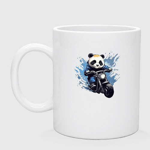 Кружка Панда-мотоциклист / Белый – фото 1