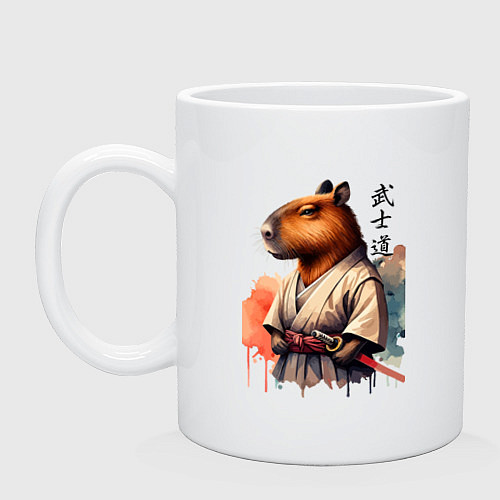 Кружка Capybara samurai - ai art fantasy / Белый – фото 1
