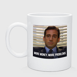 Кружка керамическая More money, more problems - офис, цвет: белый
