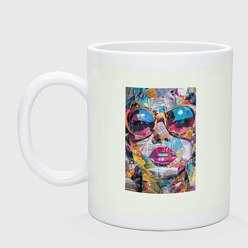 Кружка Лицо девушки из обрезков газет / Фосфор – фото 1