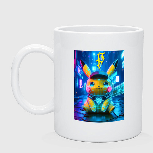 Кружка Funny neon Pikachu под энергетическим барьером - a / Белый – фото 1