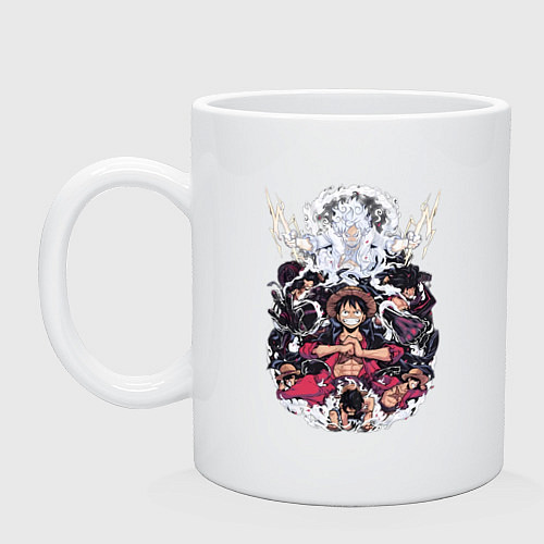 Кружка Ван-Пис Луффи Монки коллаж / Белый – фото 1