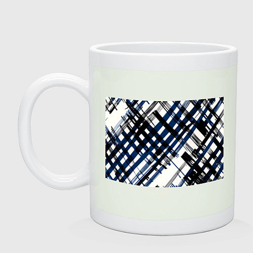 Кружка Косая клетка бело-синяя / Фосфор – фото 1