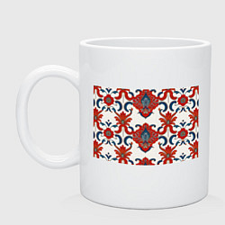 Кружка керамическая Узор красно-синий на белом фоне, цвет: белый