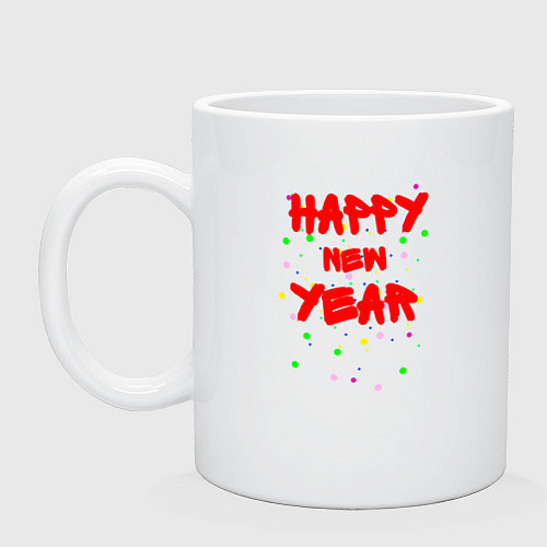 Кружка Happy New Year ярко-красным / Белый – фото 1