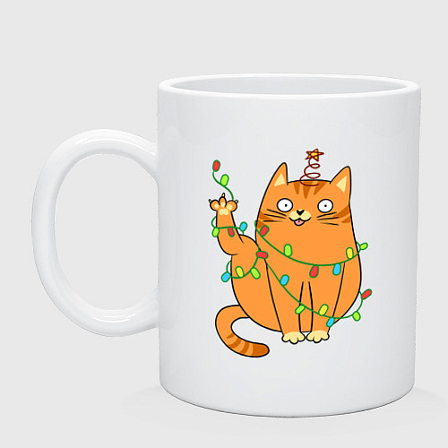 Кружка Новый год - Кот хоба / Белый – фото 1