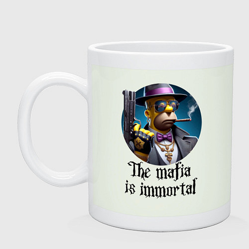 Кружка Гомер Симпсон с пистолетом - мафия бессмертна / Фосфор – фото 1