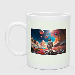 Кружка керамическая Космонавт на розовой планете, цвет: фосфор