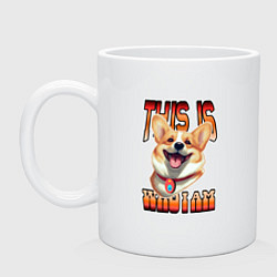 Кружка керамическая Корги с надписью Вот кто я, цвет: белый