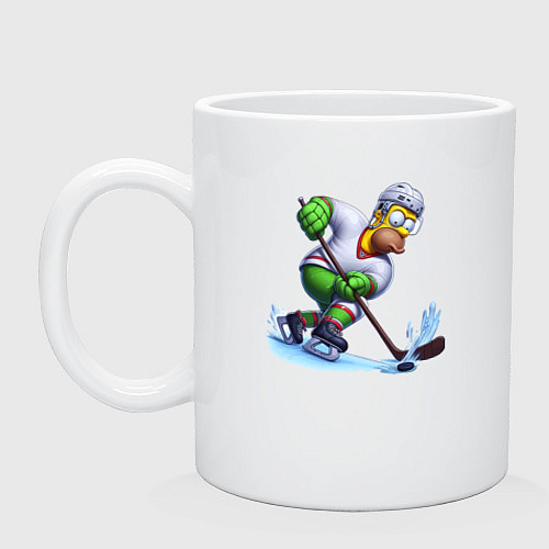 Кружка Гомер Симпсон - крутой хоккеист / Белый – фото 1