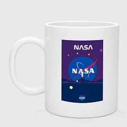 Кружка керамическая NASA фиолетовый плакат, цвет: белый