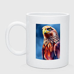 Кружка керамическая Орел на синем фоне, цвет: белый