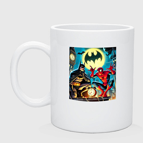Кружка Batman with Spider-man - ai art fantasy / Белый – фото 1