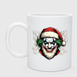 Кружка керамическая Джокер в костюме Санта Клауса, цвет: белый