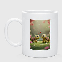 Кружка керамическая Влюбленные черепашки, цвет: белый