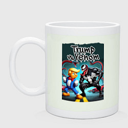Кружка керамическая Веном против Дональда Трампа - нейроарт, цвет: фосфор