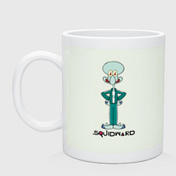 Кружка керамическая Сквидворд игра в кальмара мем Спанч боб, цвет: фосфор