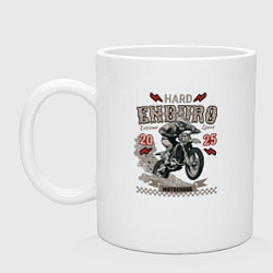 Кружка керамическая Мотоцикл Хард эндуро, экстремальная езда, цвет: белый