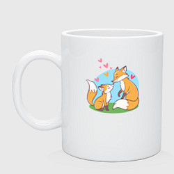 Кружка керамическая Свидание влюбленных лисичек, цвет: белый