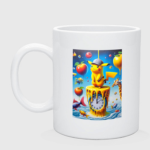 Кружка Funny Pikachu and fishes - surrealism / Белый – фото 1