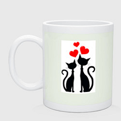 Кружка керамическая Пара кошек любовь, цвет: фосфор
