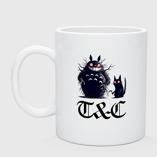 Кружка Totoro and black cat - anime / Белый – фото 1