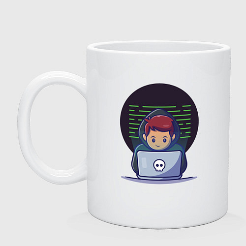 Кружка Хакер с ноутбуком / Белый – фото 1