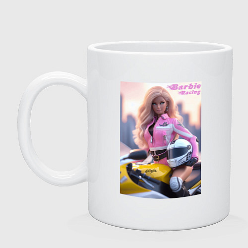 Кружка Barbie racing - Kawasaki Ninja / Белый – фото 1