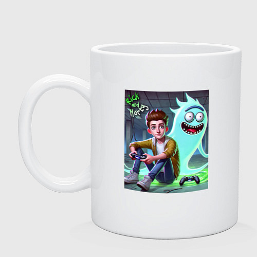 Кружка Морти и призрак Рика Санчеса - нейроарт фантазия / Белый – фото 1