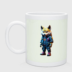 Кружка керамическая Уличный лисёнок - нейроарт, цвет: фосфор